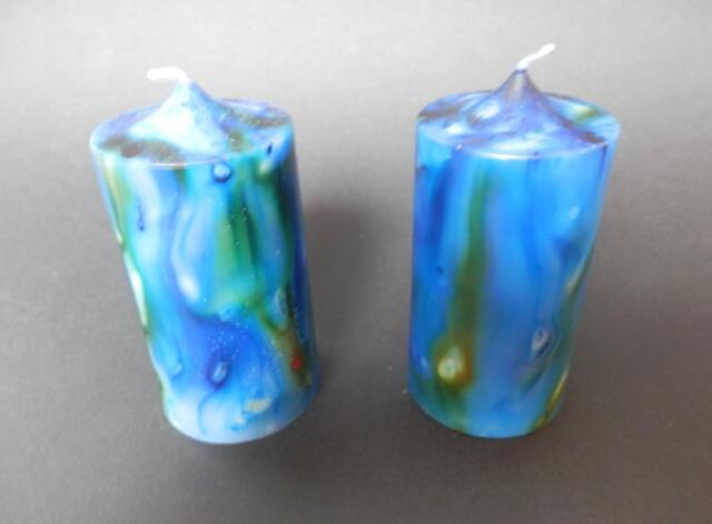 Blue Candle, Pillar Handmade Cylinder Candle - image 1