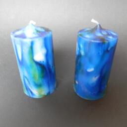 Blue Candle, Pillar Handmade Cylinder Candle - thumbnail 2