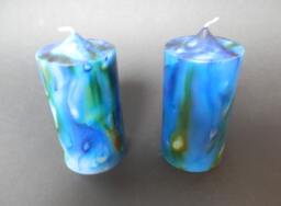 Blue Candle, Pillar Handmade Cylinder Candle - thumbnail 1