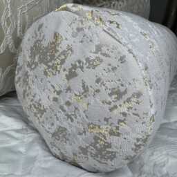 Luxury Ivory Gold Bolster Cushion Duck Feather, Designer Fabric, 16x6 Inch, Home Decor - thumbnail 2