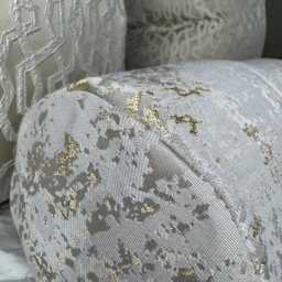 Luxury Ivory Gold Bolster Cushion Duck Feather, Designer Fabric, 16x6 Inch, Home Decor - thumbnail 3