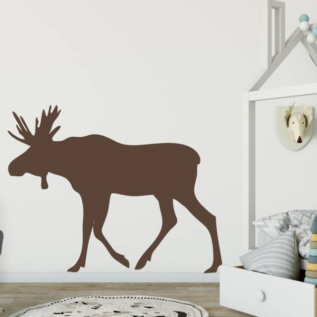 Woodland Moose Wall Decal Custom Vinyl For Nursery Children's Room Cabin Forest Themed Animal Design Personalized Child 085 - image 1