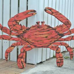 Large Red Crab Beach House Decor, Outdoor Wood Wall Art. Gift For Mom - thumbnail 2