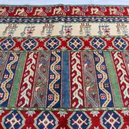 5x8 Ft Luxury Afghan Red New Area Rug, Kazak Hand Knotted Rug, Medallion Geometric Carpet, Rug For Living Room Carpet - thumbnail 3