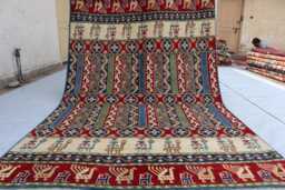 5x8 Ft Luxury Afghan Red New Area Rug, Kazak Hand Knotted Rug, Medallion Geometric Carpet, Rug For Living Room Carpet