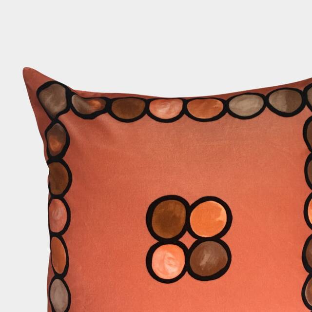 Ombr?? Circle Velvet Cushion, Coral - image 1