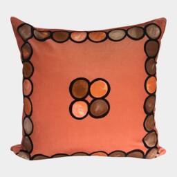 Ombr?? Circle Velvet Cushion, Coral - thumbnail 2