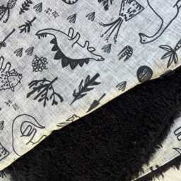 Organic Cotton Sherpa Baby Blanket Dinosaur Print, Aussie Made, Black & Grey - thumbnail 3