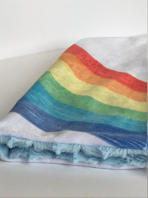 Rainbow Cuddle Blanket, Minky Blankie, Lovey, Baby Nursery, New Gift, Blanket - image 1