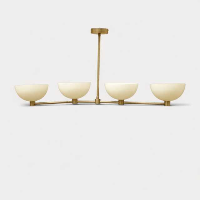 Brass 4-Light Pendant Chandelier - Mid Century Modern Ceiling Light Retro Hanging Lamp - image 1