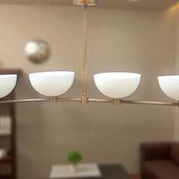 Brass 4-Light Pendant Chandelier - Mid Century Modern Ceiling Light Retro Hanging Lamp - thumbnail 3