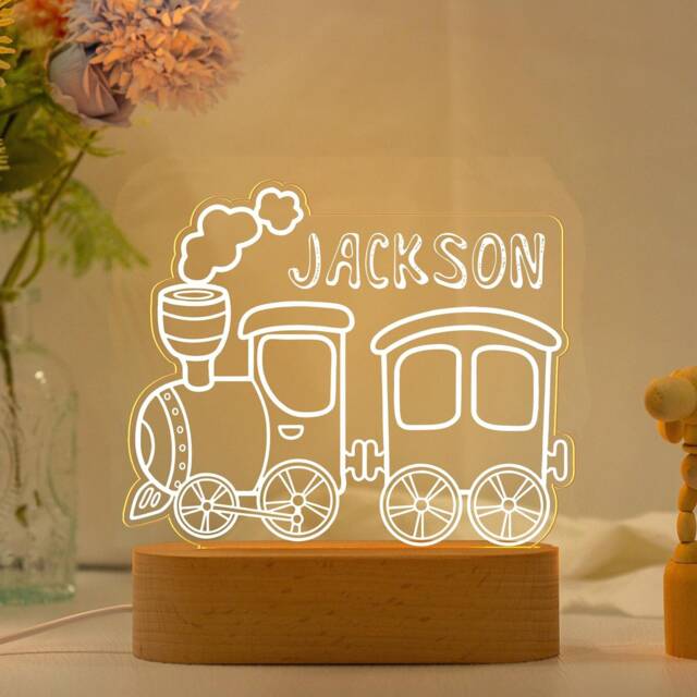 Personalized Train Night Light, Baby Boy Light, Cute Light, Birthday Gifts For Kids, Christmas For Toddlers, Nursery Decor - image 1