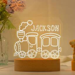 Personalized Train Night Light, Baby Boy Light, Cute Light, Birthday Gifts For Kids, Christmas For Toddlers, Nursery Decor - thumbnail 1