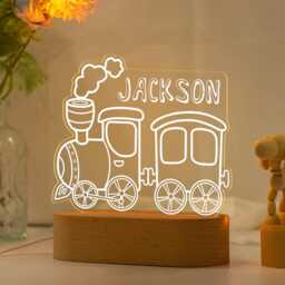 Personalized Train Night Light, Baby Boy Light, Cute Light, Birthday Gifts For Kids, Christmas For Toddlers, Nursery Decor - thumbnail 2