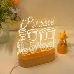 Personalized Train Night Light, Baby Boy Light, Cute Light, Birthday Gifts For Kids, Christmas For Toddlers, Nursery Decor - thumbnail 3