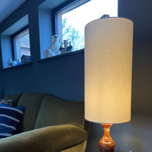 Cream Linen Drum Extra Tall Cylindrical Lampshade, With A White Lining, Off-White - image 1