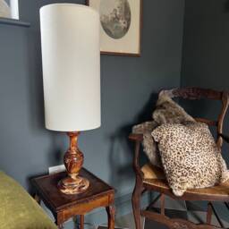 Cream Linen Drum Extra Tall Cylindrical Lampshade, With A White Lining, Off-White - thumbnail 2