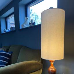 Cream Linen Drum Extra Tall Cylindrical Lampshade, With A White Lining, Off-White