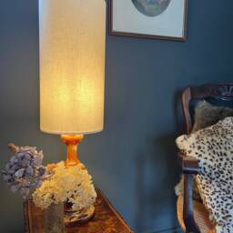 Cream Linen Drum Extra Tall Cylindrical Lampshade, With A White Lining, Off-White - thumbnail 3