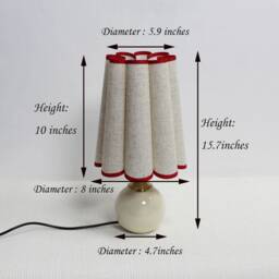 Duzy Handmade Scallop Shape Light Hemp Color Fabric & Ceramic Base Table Lamp-73#, 110-240V/50-60Hz - thumbnail 2