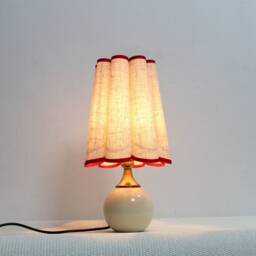 Duzy Handmade Scallop Shape Light Hemp Color Fabric & Ceramic Base Table Lamp-73#, 110-240V/50-60Hz - thumbnail 4