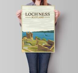 Loch Ness Monster Travel Poster - Wall Art Home Decor Printing Giclee Minimalist Scotland Highlands Artwork Scottish Gift - thumbnail 1