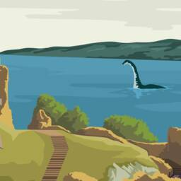 Loch Ness Monster Travel Poster - Wall Art Home Decor Printing Giclee Minimalist Scotland Highlands Artwork Scottish Gift - thumbnail 3