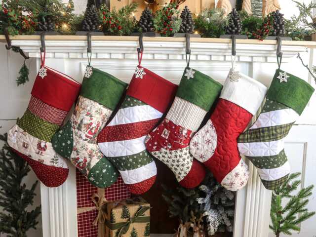 Personalized Quilted Christmas Stocking, Patchwork Design, Farmhouse Decor - image 1