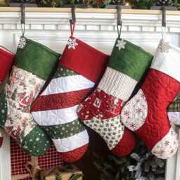 Personalized Quilted Christmas Stocking, Patchwork Design, Farmhouse Decor - thumbnail 2