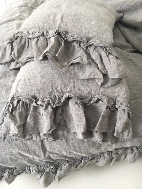Linen Pillowcase With Ruffles Standard, Queen, King, Euro Sham, Body Pillow Size. Softened & Stonewashed. Made By Mooshop.24 - image 1