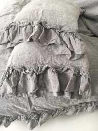Linen Pillowcase With Ruffles Standard, Queen, King, Euro Sham, Body Pillow Size. Softened & Stonewashed. Made By Mooshop.24 - thumbnail 1