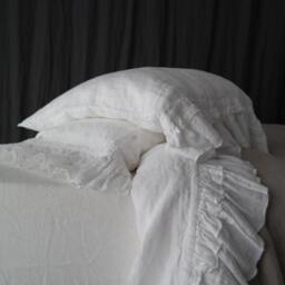 Linen Pillowcase With Ruffles Standard, Queen, King, Euro Sham, Body Pillow Size. Softened & Stonewashed. Made By Mooshop.24 - thumbnail 3