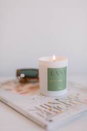 Lana - Honey Soaked Pear Soy Wax Candle Luxury White Jar Glass Eco UK