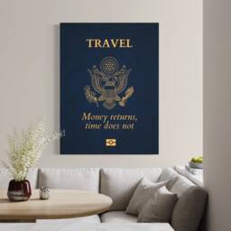 Passport Travel Art - Canvas Motivational Success, Pop Large Canvas American Passport, Money Returns Time Does Not - thumbnail 3
