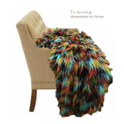 Plush Multi Color Faux Fur Throw Blanket - Mongolian Shag, Usa Made - thumbnail 2