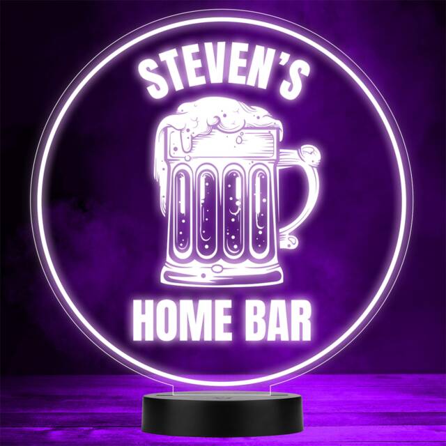Glass Pint Tankard Circle Drinking Home Bar Man Cave Colour Change Night Light - image 1
