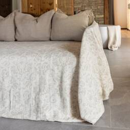 Royal Floral Pattern Linen Sofa Cover - Stonewashed Flax Couch Cover- Breathable Sectional - thumbnail 2