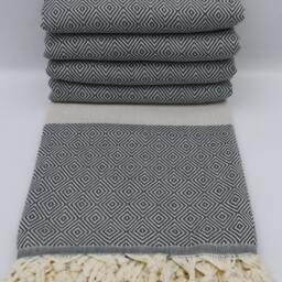 "Turkish Throw, Sofa Cover, Diamond Blanket, Bed Blanket, Gray Throw, Bed Rug, Turkish Bedspread, Bedspread, Turkish Blanket, 79""x91" - thumbnail 2