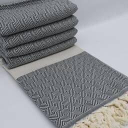 "Turkish Throw, Sofa Cover, Diamond Blanket, Bed Blanket, Gray Throw, Bed Rug, Turkish Bedspread, Bedspread, Turkish Blanket, 79""x91" - thumbnail 3