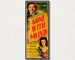 Large Wood Wall Art Gone With The Wind Poster, Fanart Cinema Poster On For This Famous Cult Movie Lover, Extra Large Canvas - thumbnail 1