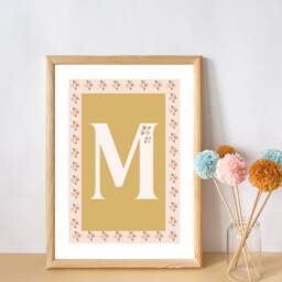 Personalised Girls Ditsy Flower Frame Initial Print. Perfect For A Room, Nursery Or Playroom - Print Only - thumbnail 2