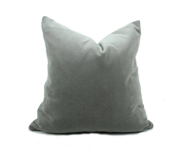 stone Grey Velvet Pillow Case Heavyweight Cotton Cushion Cover - image 1