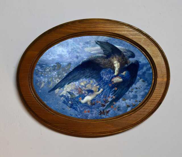 Oval Oak Framed Art Print, Edward Robert Hughes, Night With Her Train Of Stars - image 1