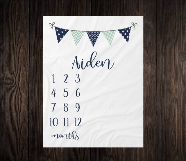 Baby Milestone Blanket Month Growth Tracker Fleece Shower Tribal Newborn Gift Minky Boy Rustic Nursery - image 1