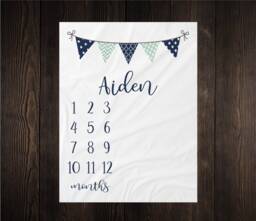 Baby Milestone Blanket Month Growth Tracker Fleece Shower Tribal Newborn Gift Minky Boy Rustic Nursery - thumbnail 1