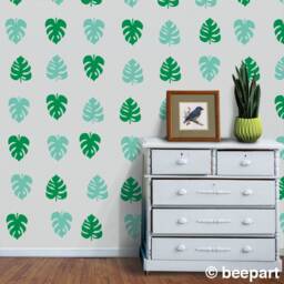 Monstera Leaf Wall Decal Set Tropical Leaves Pattern Design