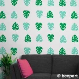 Monstera Leaf Wall Decal Set Tropical Leaves Pattern Design - thumbnail 2