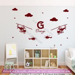 Personalized Helicopter Wall Decals, Custom Name Nursery Decor - thumbnail 2