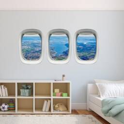 Aierial View Airplane Window Wall Decal Plane Sticker Art Aviation Decor Vwaq-Ppw6 - thumbnail 1