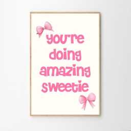 You're Doing Amazing Sweetie Art Canvas Poster, Trendy Wall Art, Apartment Aesthetic Decor, Retro Home Printed Gift - thumbnail 2